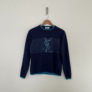 Vintage Yves Saint Laurent Wool Blend Logo Sweater Men's Size Medium
